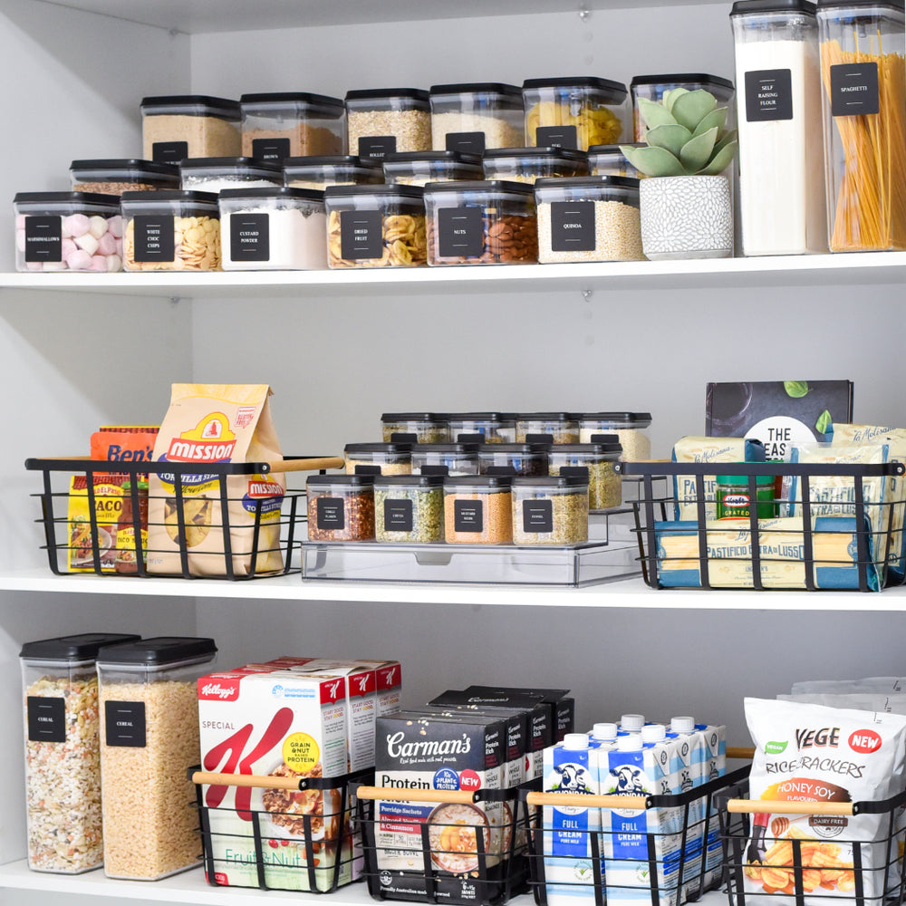 Push Top Pantry Container Set 23 Pack | Airtight | Black Lid