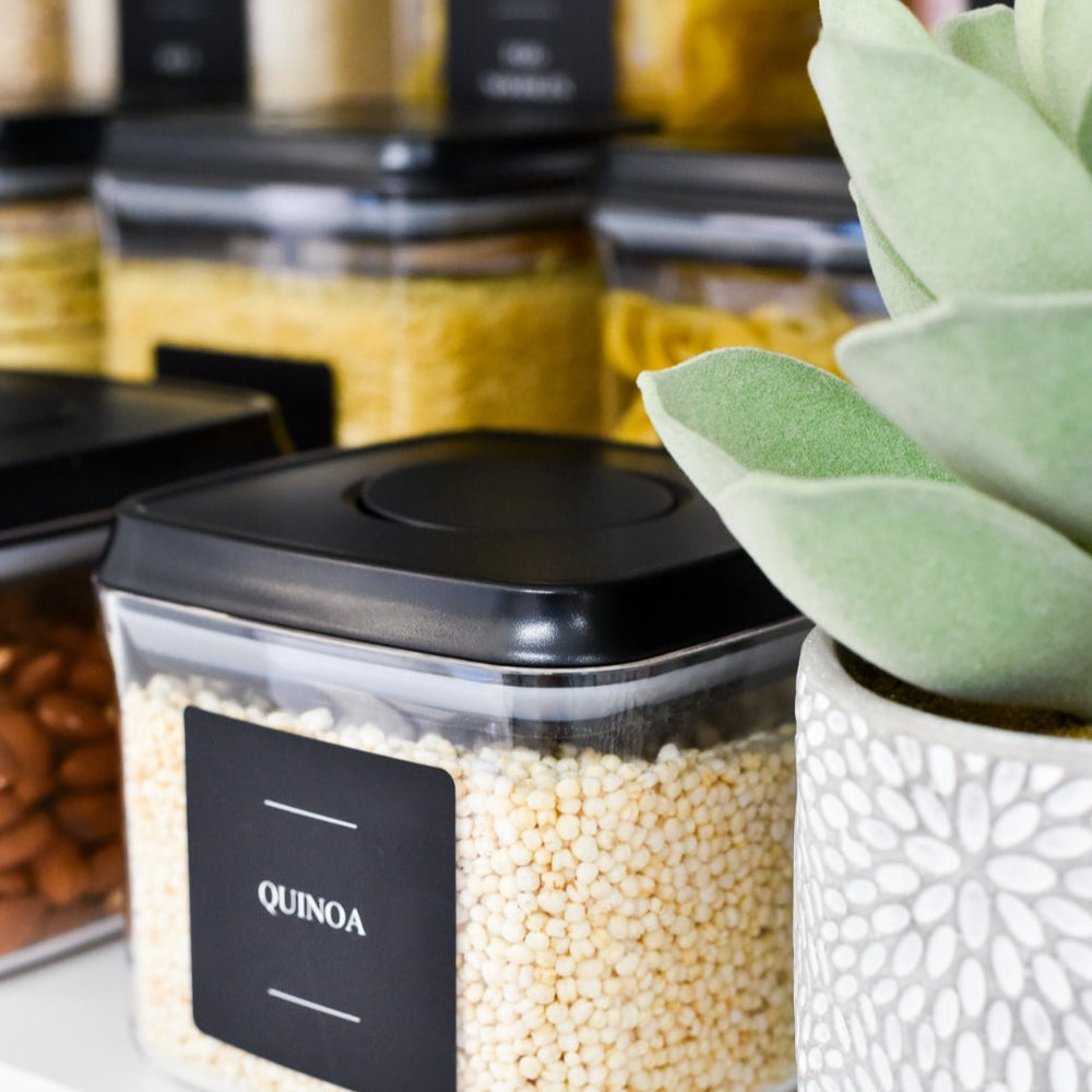 Push Top Pantry Container Set 5 Pack | Black Lid | Blissful Little Home