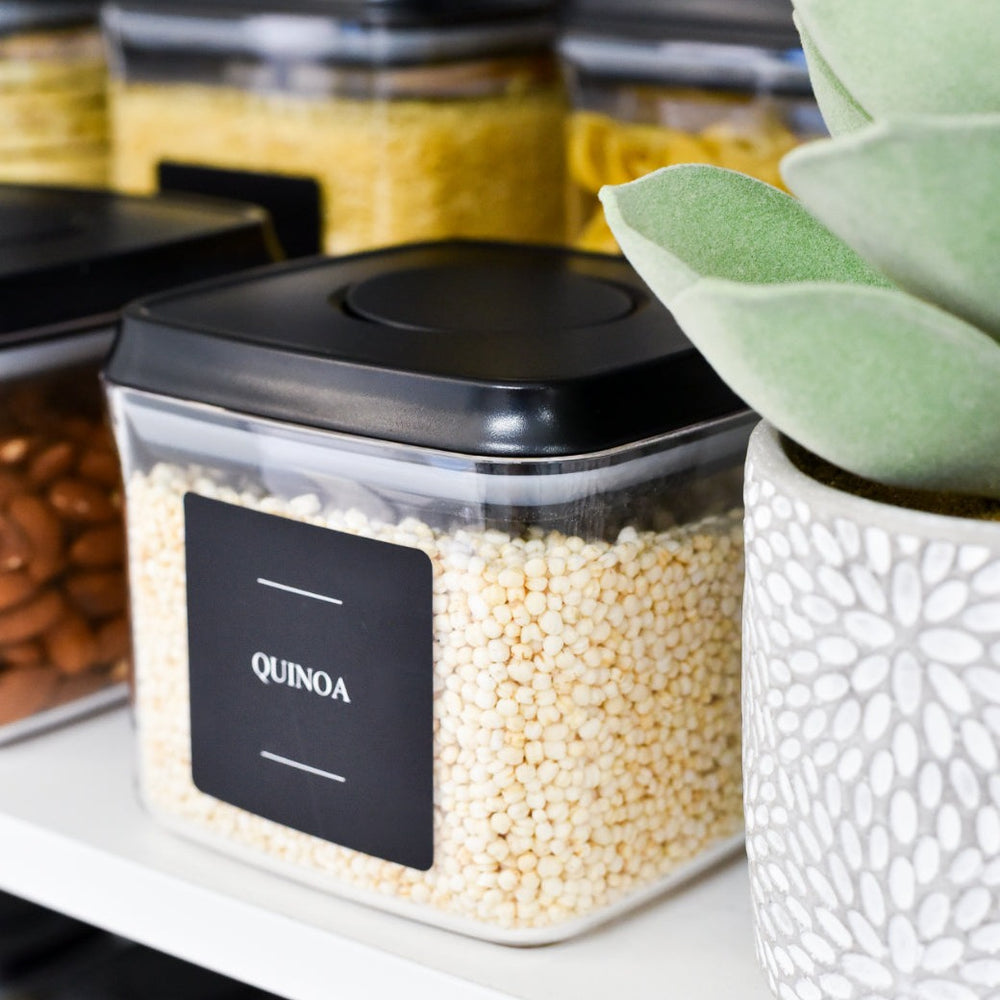 Push Top Pantry Container Set 23 Pack | Airtight | Black Lid