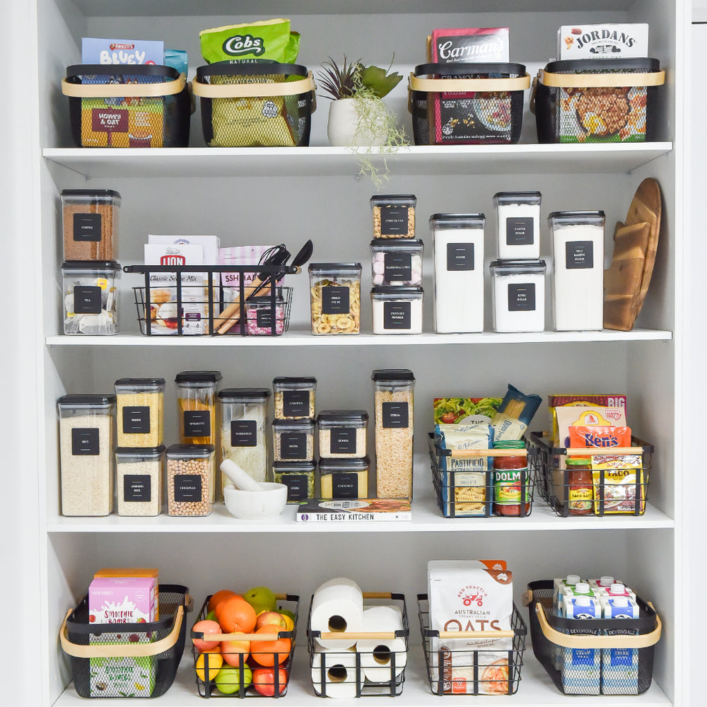 2.5L Push Top Pantry Storage Container Airtight Black Lid