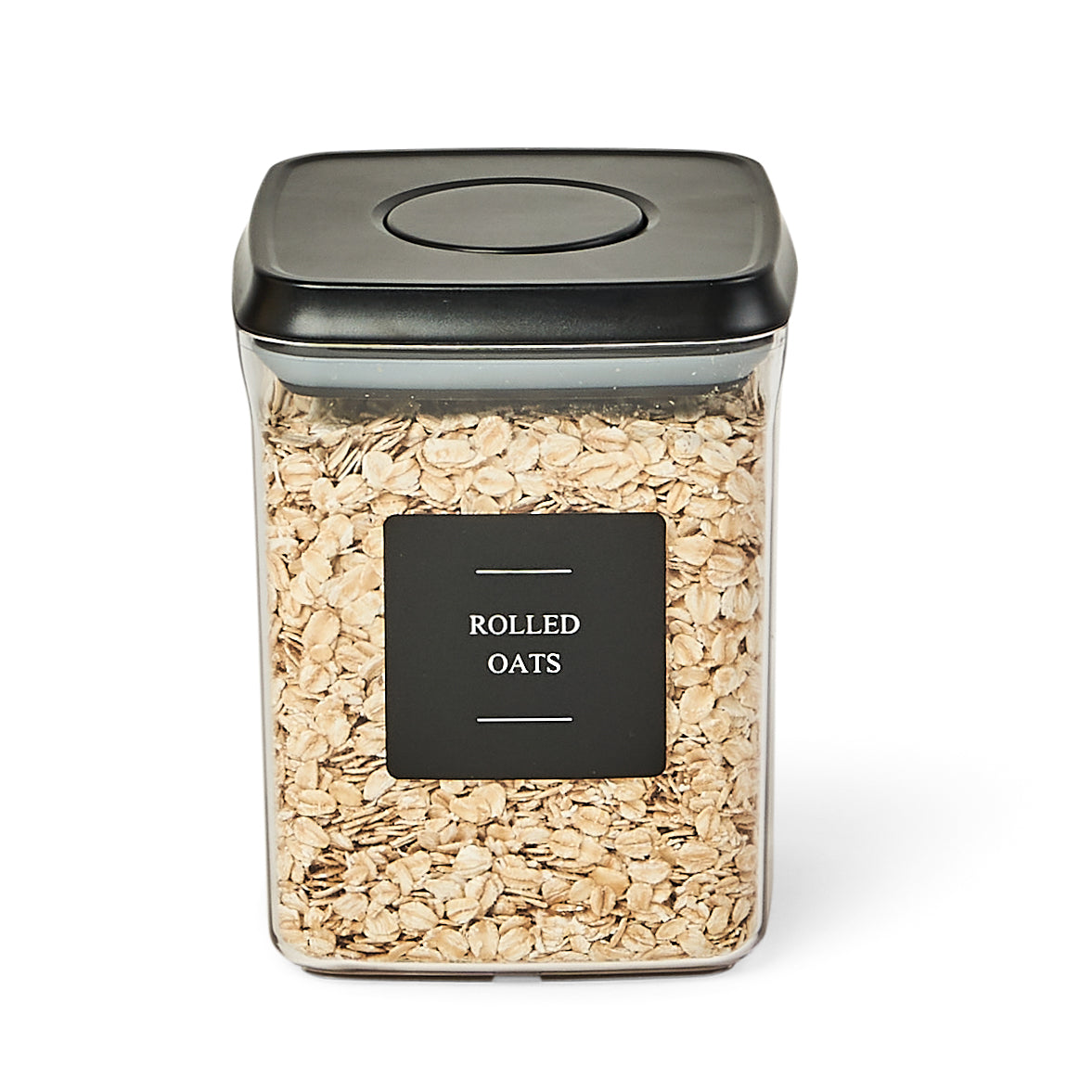 Airtight Push Top Pantry Container 1.5L Canister | Black Lid