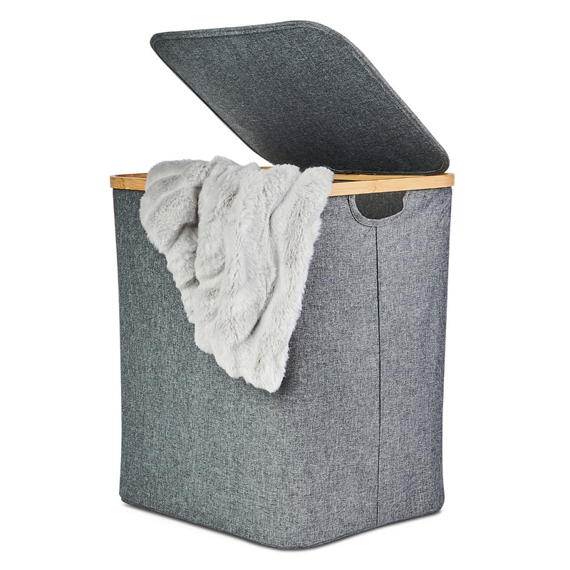 Laundry Basket w/ Lid Dark Grey 3 Set