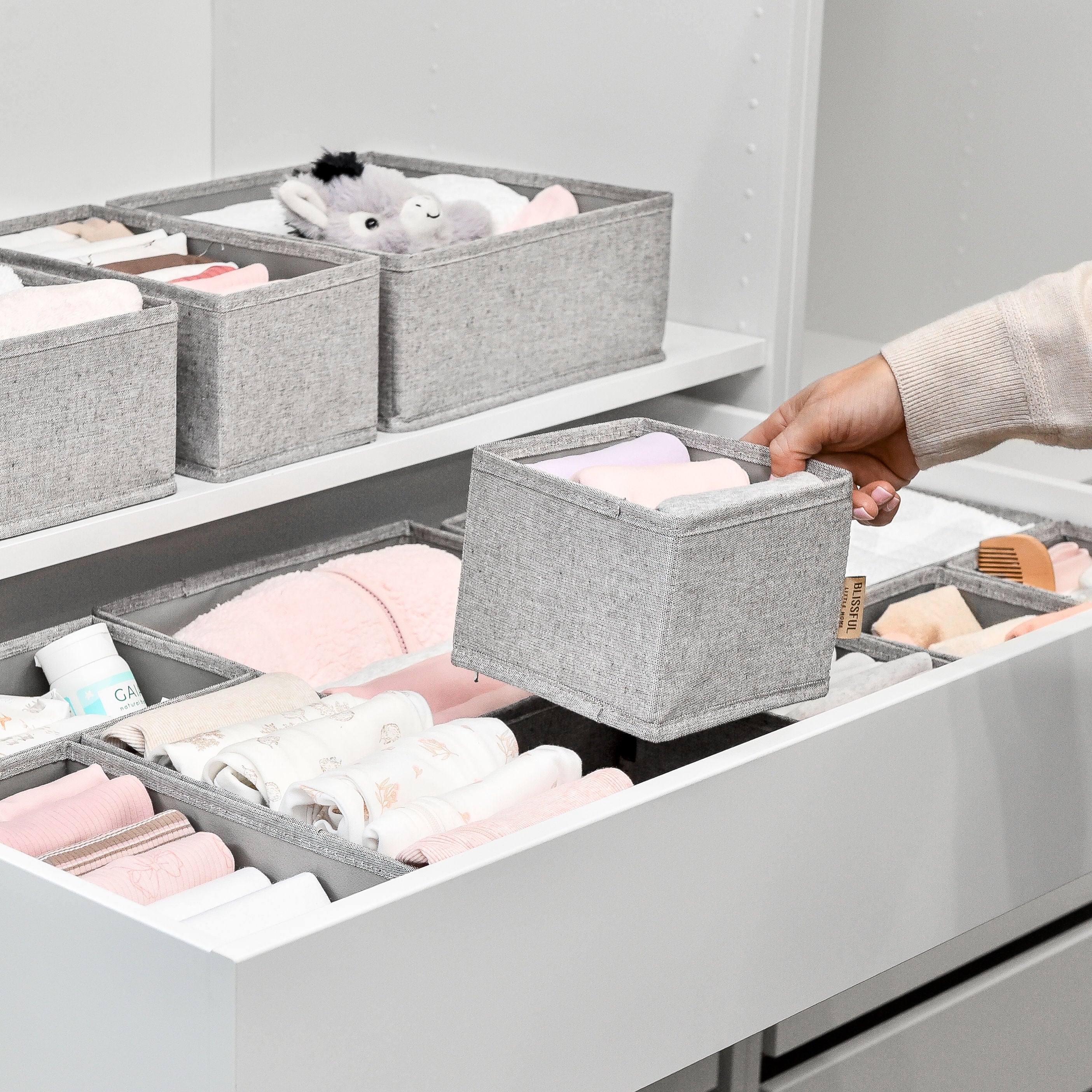 12pc Drawer Organiser Set - Pebble Grey