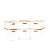 White Storage Tub w/ Bamboo Lid Set