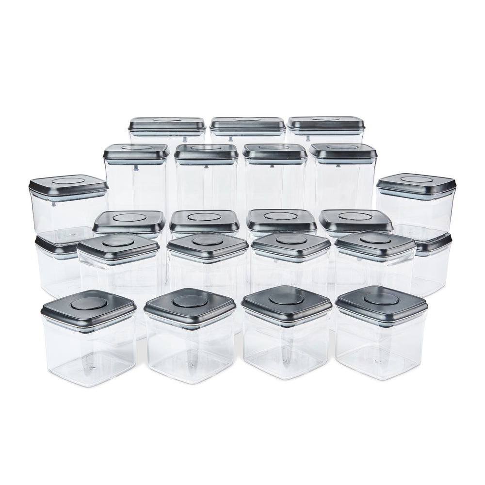 Push Top Pantry Container Set 23 Pack | Airtight | Black Lid