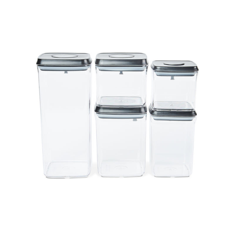 Push Top Pantry Container Set 5 Pack Black Lid Blissful Little Home