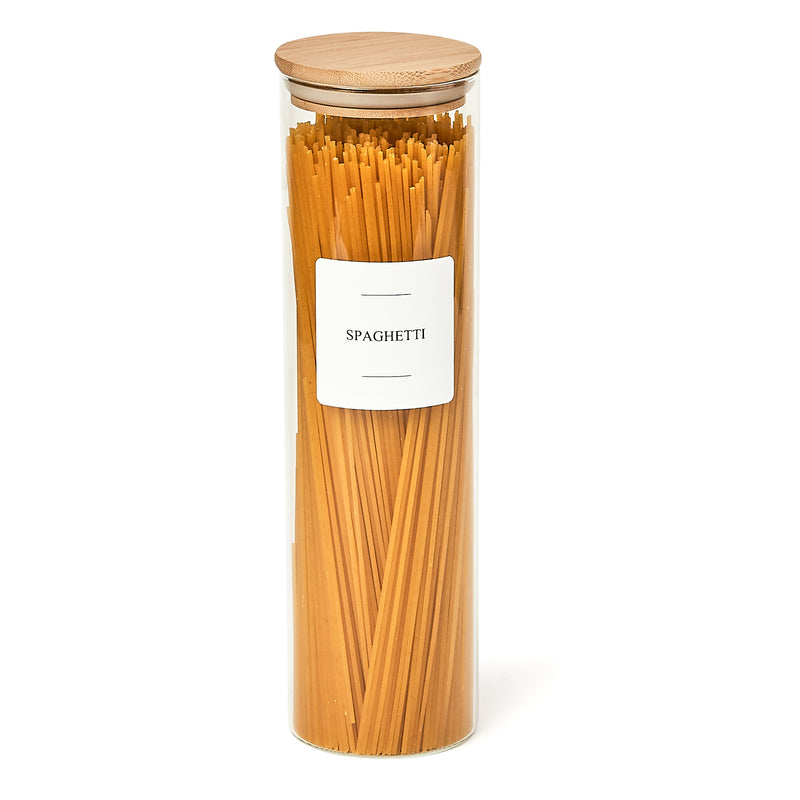 Glass Storage Jar / Spaghetti Jar with Bamboo Lid