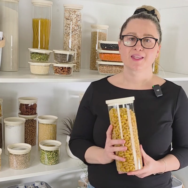 Glass Pantry Jar & Food Storage - Cream - 15pc Set