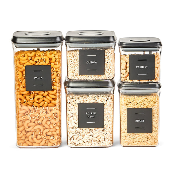 Push Top Pantry Container 5 Pack Airtight - Black Lid (PRE ORDER)