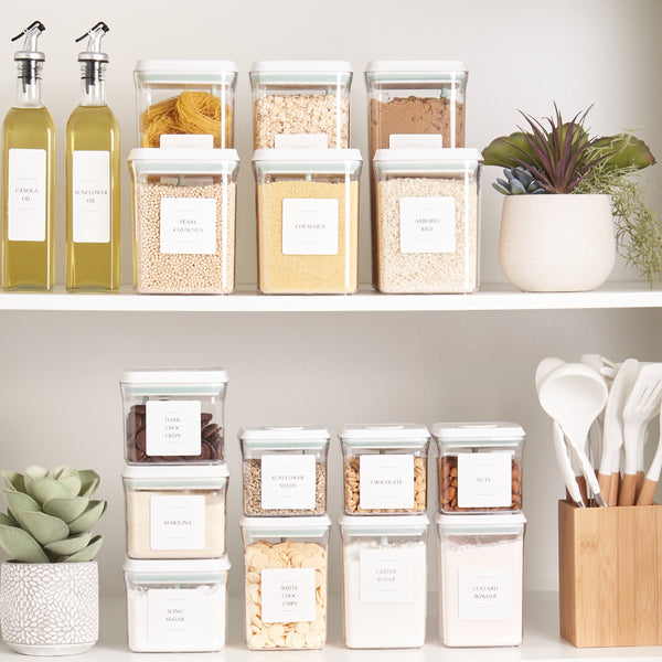 Push Top Pantry Container Set - 15 Pack Airtight - White Lid