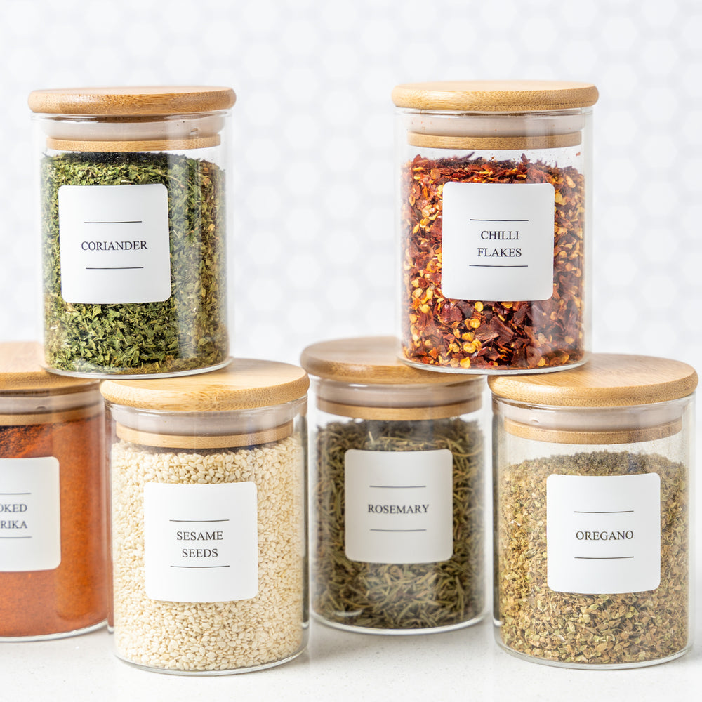 Complete Spice Sticker Set | 110 Stickers | White Spice Jar Labels