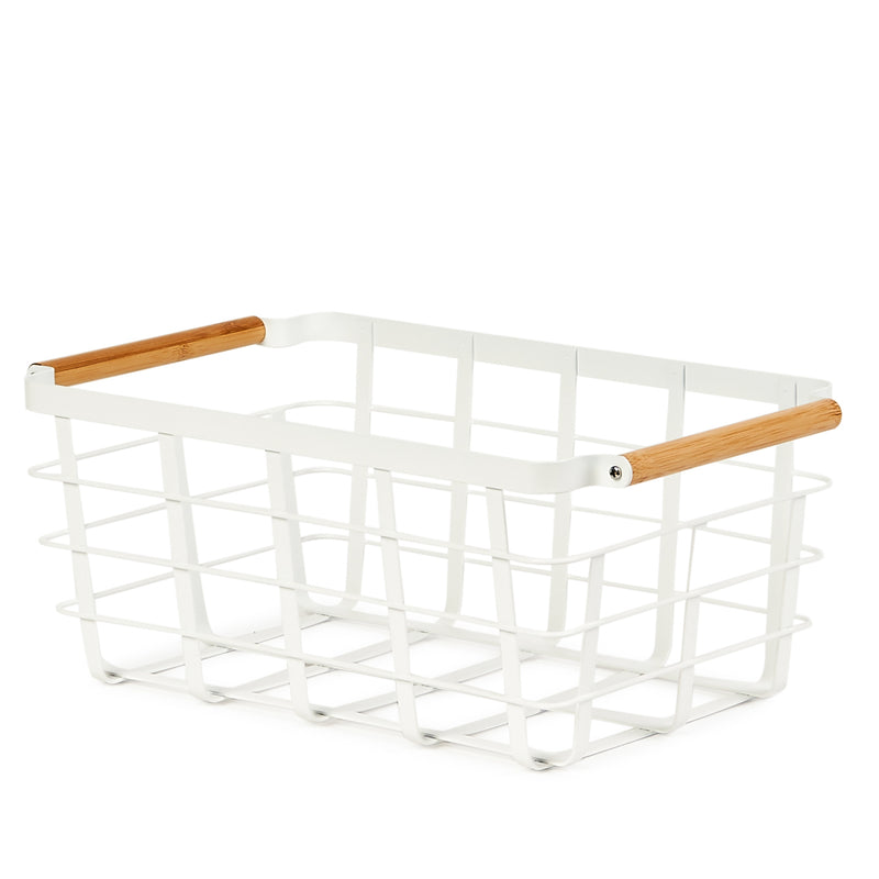Metal Storage Basket White Blissful Little Home