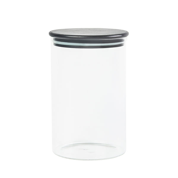 pantry jar with black lid