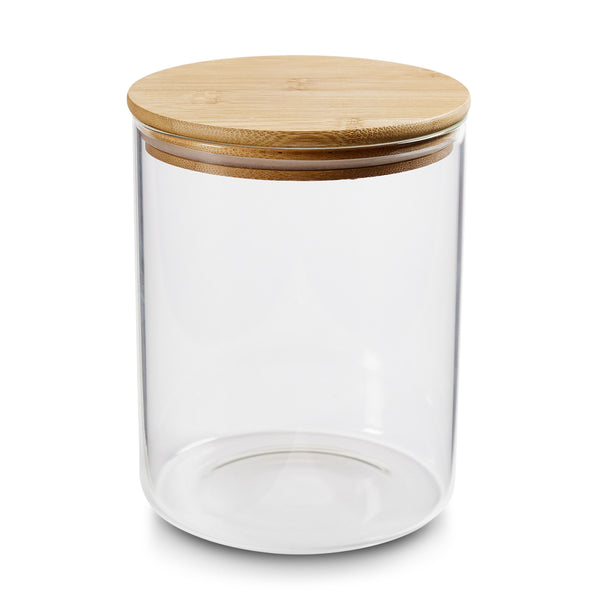 large glass bamboo pantry jar