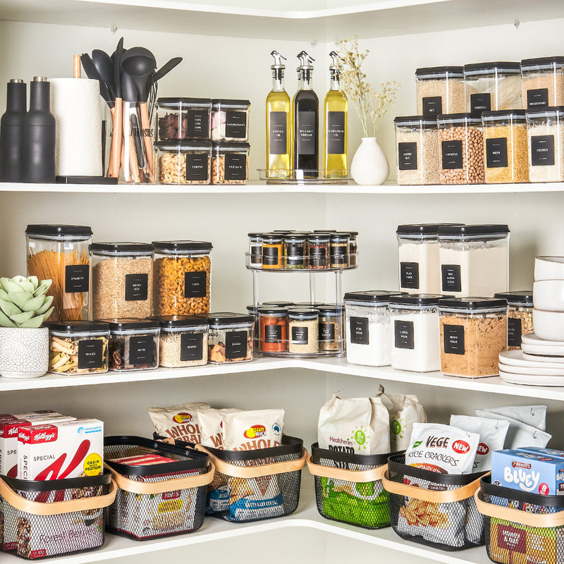 Push Top Pantry Container Set 15 Pack | Black Lid