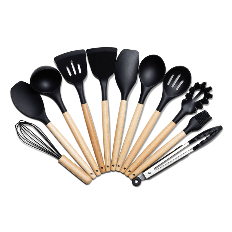 black silicone utensil set
