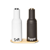 salt & pepper grinders with bamboo tray