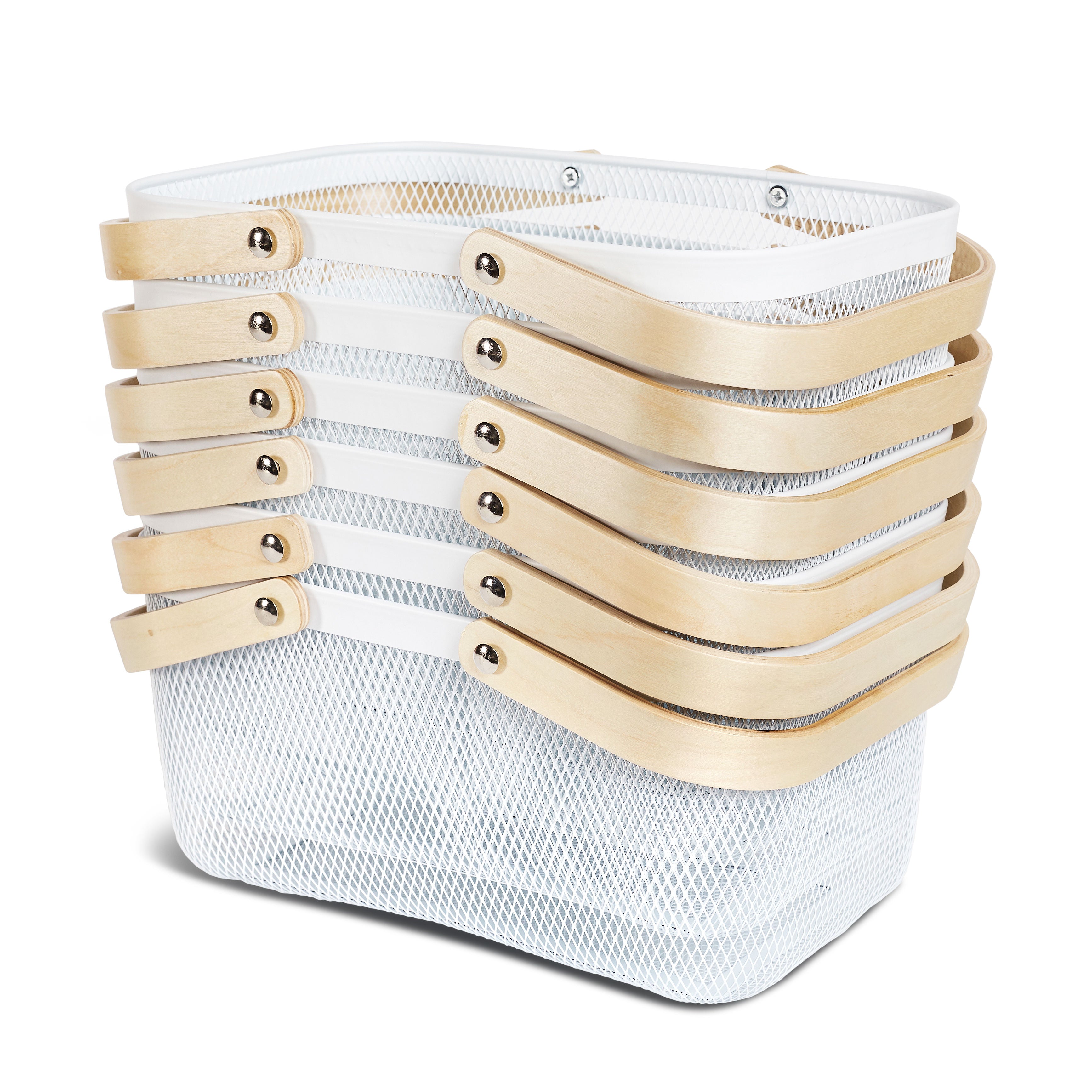 white mesh storage basket